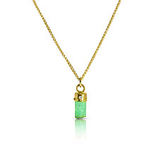 Emerald Crystal and Diamond Pendant Necklace by Nancy Troske (Gold & Stone Necklace)