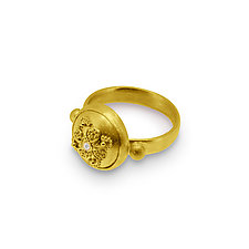 Delphi Granulated Gold and Diamond Ring by Nancy Troske (Gold Ring)