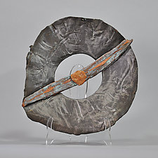 Bronze Platter With Patina Copper Band by Lois Sattler (Ceramic Wall Platter)