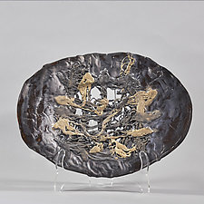 Dark Bronze Metallic With Gold Accents by Lois Sattler (Ceramic Wall Platter)