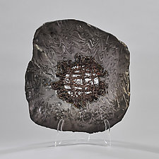 Steel Platter With Bronze Woven Center by Lois Sattler (Ceramic Wall Platter)