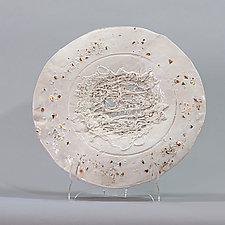 White Platter With Filigree Center and Gold Accents by Lois Sattler (Ceramic Wall Platter)