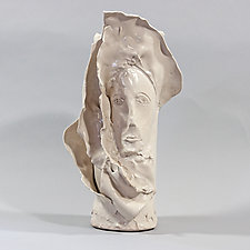 White Porcelain Vase With Face 2 by Lois Sattler (Ceramic Vase)