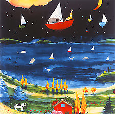 Boat from Zambesi over the Skarslyorn Fjord by Mike Smith (Giclee Print)