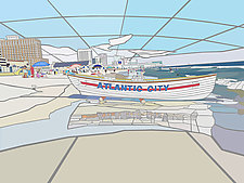 Atlantic City Beach Vista Scene by Jonathan I. Mandell (Giclee Print)