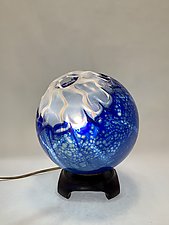 Cobalt Overlay Globe by Dierk Van Keppel (Art Glass Table Lamp)
