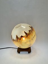 Gold Brown Overlay Globe by Dierk Van Keppel (Art Glass Table Lamp)