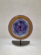 Purple and Gold Rondel by Dierk Van Keppel (Art Glass Sculpture)