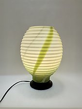 Ribbed Ellipse Globe in Green by Dierk Van Keppel (Art Glass Table Lamp)