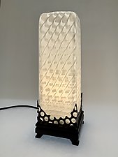 White Optic Rectangular Cuboid by Dierk Van Keppel (Art Glass Table Lamp)
