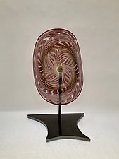 Crimson Floppy Rondel by Dierk Van Keppel (Art Glass Sculpture)