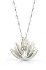 Lotus Pendant with White Sapphire by Thea Izzi (Silver & Stone Necklace)