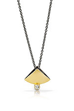 Tiny Fan Drop Pendant by Thea Izzi (Gold, Silver & Stone Necklace)