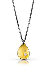 Goddess Single Teardrop Pendant by Thea Izzi (Gold, Silver & Stone Necklace)
