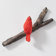 Garden Cardinal by Amy Meya (Ceramic Sculpture)