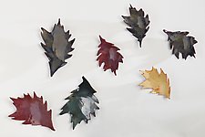 Falling Oak Leaves by Amy Meya (Ceramic Wall Sculpture)
