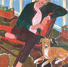 Woman and Puppy by Elisa Root (Oil Painting)