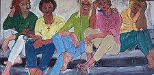 Five Women Seated Diptych by Elisa Root (Oil Painting)