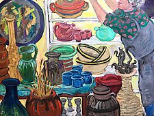 Still Life with Pottery and Potter by Elisa Root (Oil Painting)