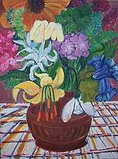 Flowers in Brown Pot by Elisa Root (Oil Painting)