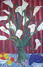 Flowers with Purple Wallpaper by Elisa Root (Oil Painting)