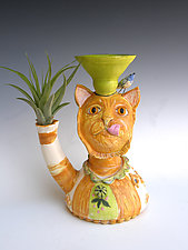 Sunflower Cat Vase by Amy Goldstein-Rice (Ceramic Vase)