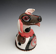 Clowning Puppy by Amy Goldstein-Rice (Ceramic Sculpture)