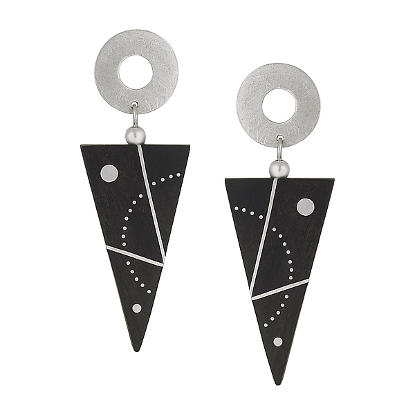 Ebony Earrings with Angled Lines and Arced Dots by Suzanne Linquist ...