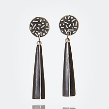 Ebony Earrings with Silver Scatter Tops by Suzanne Linquist (Silver & Wood Earrings)