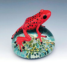 Strawberry Poison Dart Frog Paperweight by Eric Bailey (Art Glass Paperweight)