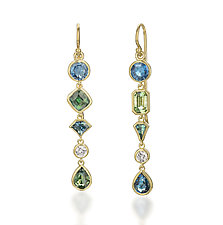 Multi-Color Sapphire Drop Earrings by Diana Widman (Gold & Stone Earrings)