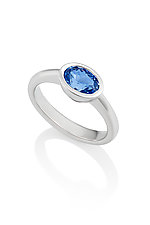 Blue Sapphire Stacking Ring in 14k White Gold by Diana Widman (Gold & Stone Ring)