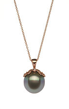 Pearl & Diamond Rose Gold Necklace by Diana Widman (Gold, Diamond & Pearl Necklace)