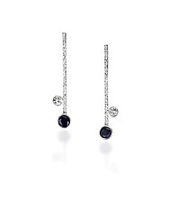 Silver Stick Earrings with Sapphire & Topaz by Diana Widman (Silver & Stone Earrings)