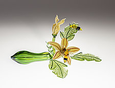 Zucchini with Bees by Loy Allen (Art Glass Sculpture)