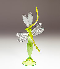 Green Dragonfly Bottle by Loy Allen (Art Glass Sculpture)