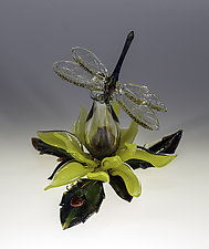 Sunflower Bottle with Dragonfly by Loy Allen (Art Perfume Bottle)