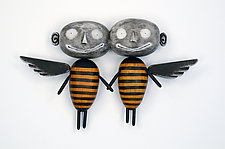 Half-Angel MoonBee by Bruce Chapin (Wood Wall Sculpture)