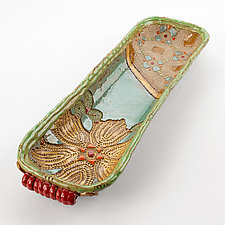 Annabelle's Garden Long Boat by Laurie Pollpeter Eskenazi (Ceramic Tray)