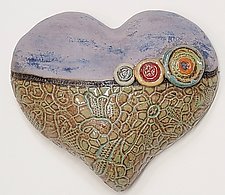 Annie's Little Fatty in Green by Laurie Pollpeter Eskenazi (Ceramic Wall Sculpture)