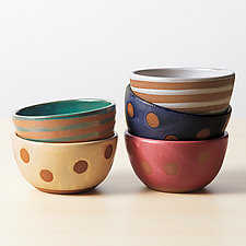 Small Stripe and Dot Bowls by Lulu Ceramics (Ceramic Bowl)