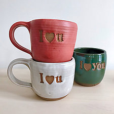 I Love You Mugs by Louise Bilodeau (Ceramic Mug)