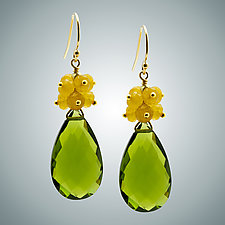 Peridot and Yellow Jade Earrings by Judy Bliss (Gold & Stone Earrings)