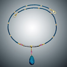 London Blue Quartz and Pink Quartz Necklace by Judy Bliss (Gold & Stone Necklace)