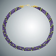 Amethyst, Peridot, and Hematite Necklace by Judy Bliss (Gold & Stone Necklace)