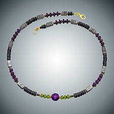 Amethyst, Peridot and Hematite Necklace by Judy Bliss (Gold & Stone Necklace)