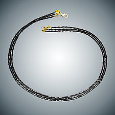 Onyx and Hematite Necklace by Judy Bliss (Gold & Stone Necklace)