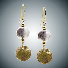 Brushed Sterling Silver and Vermeil Earrings by Judy Bliss (Gold & Silver Earrings)