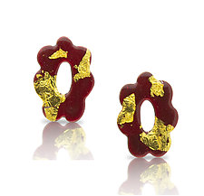 Oval Flower Post Earrings by Shana Kroiz (Metal Earrings)