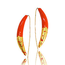 Elongated Crescent Pod Earrings by Shana Kroiz (Silver & Copper Earrings)